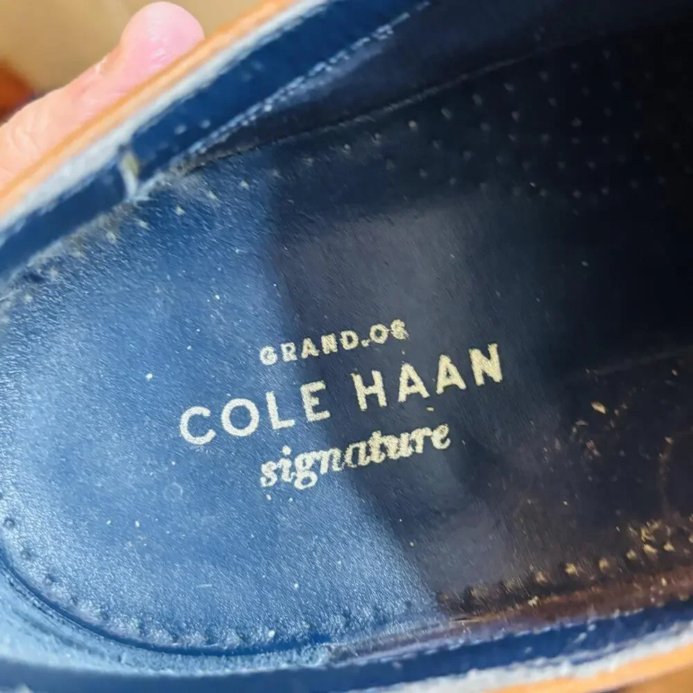 Cole Haan Shoes Mens 9.5 Brown Leather Signature Wingtip Oxford Grand OS Slip On